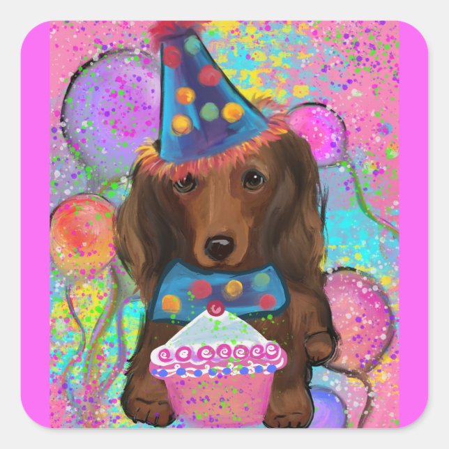 LONG HAIRED RED DOXIE        SQUARE STICKER (Front)
