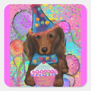 LONG HAIRED RED DOXIE        SQUARE STICKER