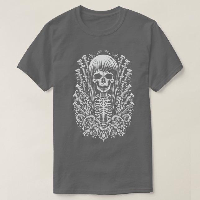 Long Haired Skeleton T-Shirt (Design Front)