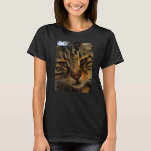 Long Haired Tabby Cat Artistic Pet Portrait T-Shirt