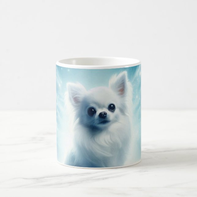 Long Haired White Chihuahua Coffee Mug (Center)