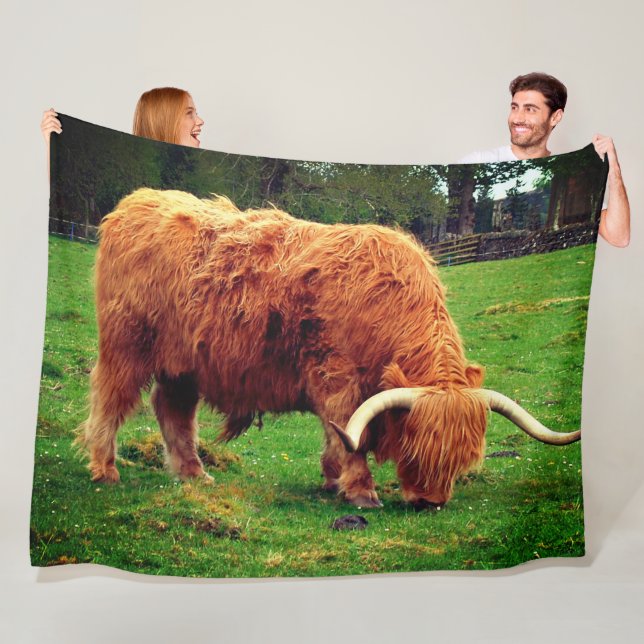 Long Horned Cow Fleece Blanket (In Situ)