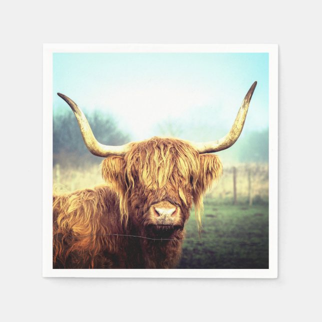 Long Horned Cow Napkin (Front)
