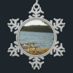Long Island Beach Bench Snowflake Pewter Christmas Ornament<br><div class="desc">Here's a nice cove in the late afternoon sun.  This Long Island Beach Bench is on Lake Winnipesaukee!  Thanks for stopping by and as always,  feel free to customise this to meet your needs!</div>