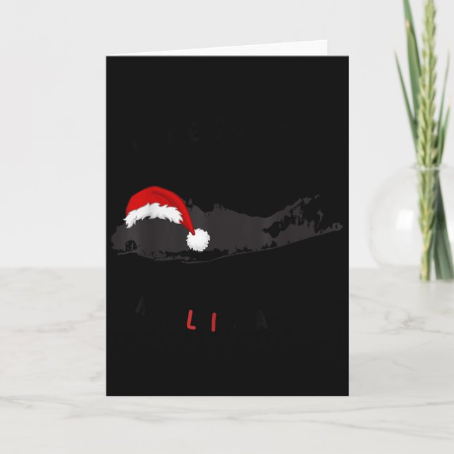 Long Island Christmas - Long Island Map With Santa Card (Front)