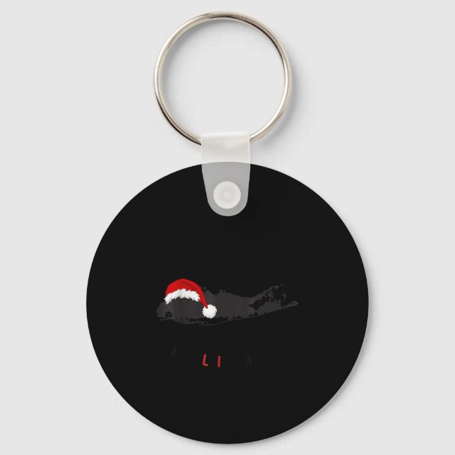 Long Island Christmas - Long Island Map With Santa Key Ring (Front)