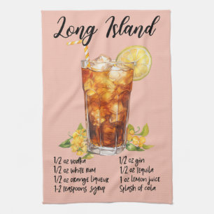 Long Island Cocktail Recipe Tea Towel