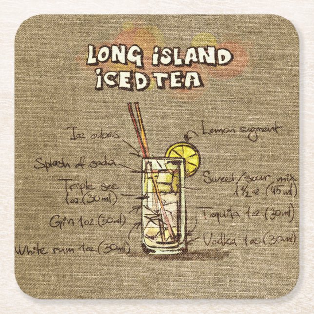 Long Island Ice Tea Illustration Coaster (Front)