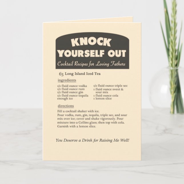 Long Island Iced Tea Cocktail // Father's Day Card (Front)
