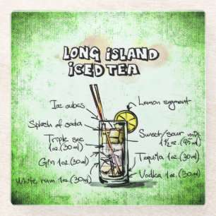 Long Island Iced Tea Drink Recipe Glass Coaster