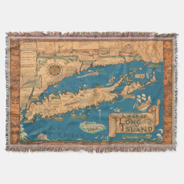 Long Island Map Throw Blanket (Front)