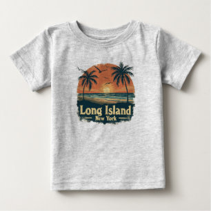 Long Island New York Retro Beach Vibes Baby T-Shirt