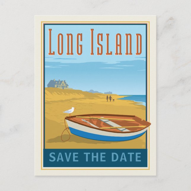 Long Island, New York | Save the Date Announcement Postcard (Front)
