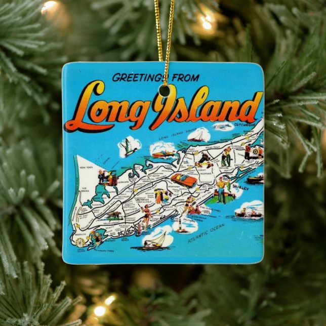  Long Island, NY Greeting Ceramic Ornament (Tree)