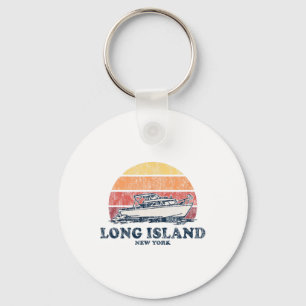 Long Island Ny Vintage Boating 70s Retro Boat Desi Key Ring