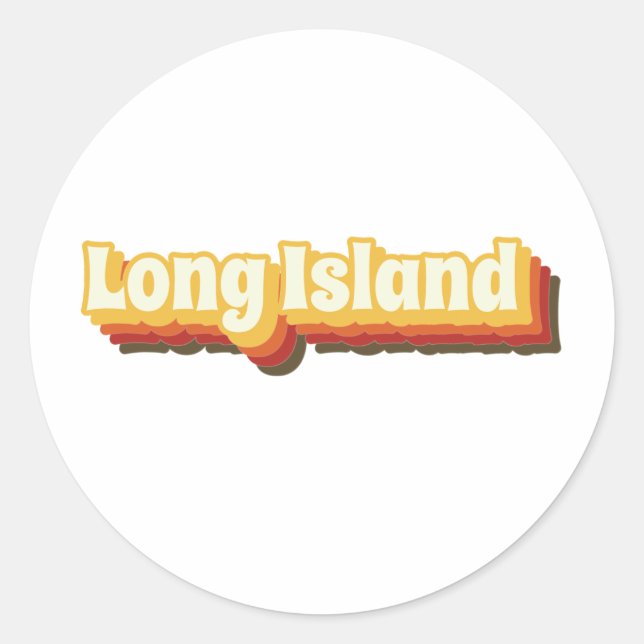 Long Island Retro Vintage Text Classic Round Sticker (Front)