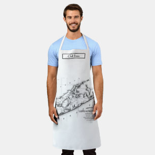 Long Island The Hamptons Map Black Apron