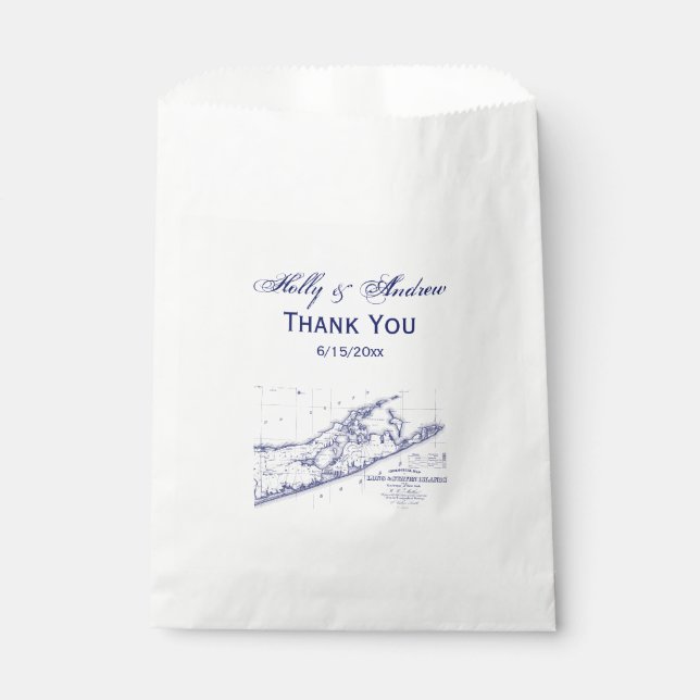 Long Island The Hamptons Map Favour Bags (Front)