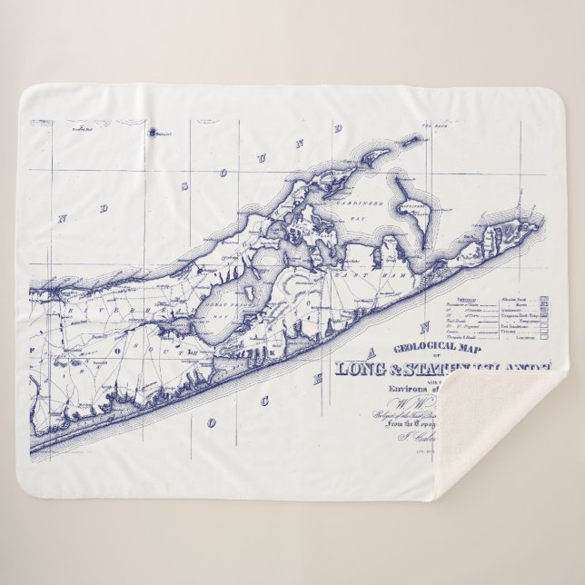 Long Island The Hamptons Map Sherpa Blanket (Front (Horizontal))