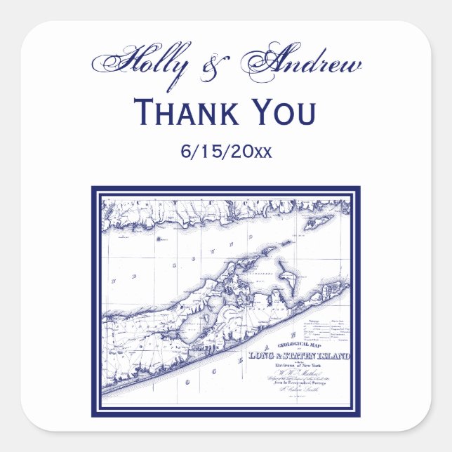 Long Island The Hamptons Map Square Sticker (Front)