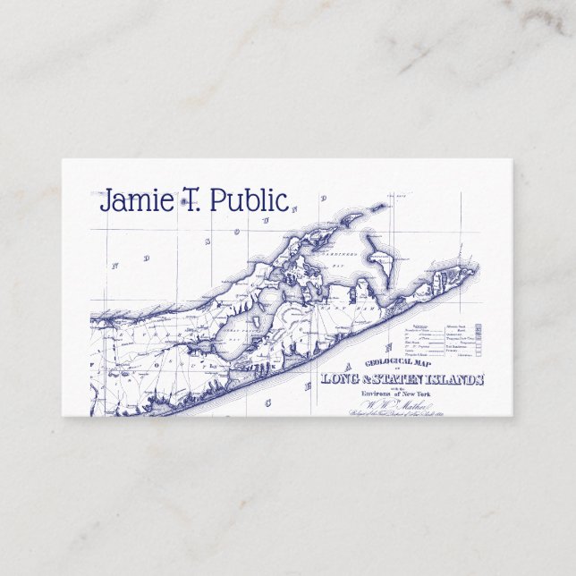 Long Island The Hamptons Map VC Business Card (Front)