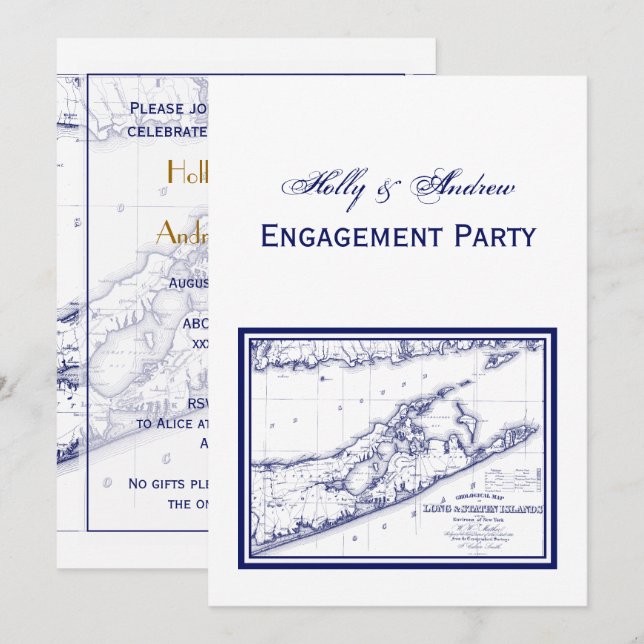 Long Island The Hamptons Map VC Invitation (Front/Back)