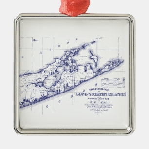 Long Island The Hamptons Map VC Metal Tree Decoration
