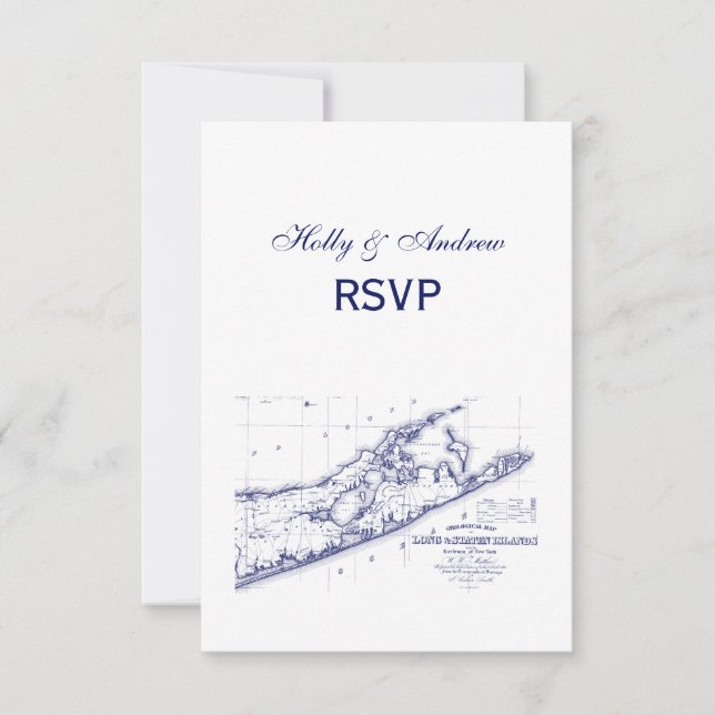 Long Island The Hamptons Map VC RSVP Card (Front)