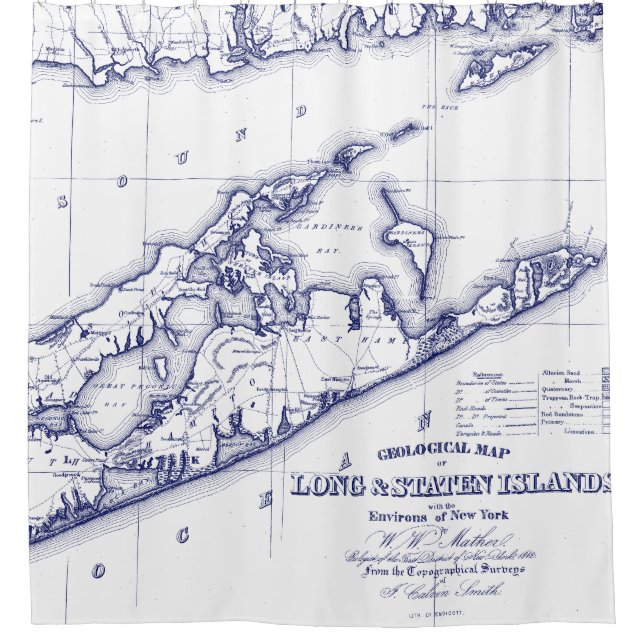 Long Island The Hamptons Map VC Shower Curtain (Front)
