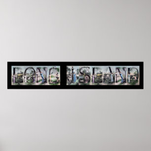 LONG ISLAND Vintage Alphabet Letter Name Art Poster