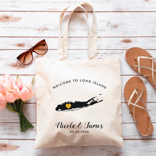 Long Island Wedding Welcome Bag, Black & Gold Tote Bag (Creator Uploaded)