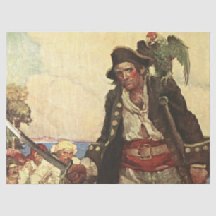 “Long John Silver” Pirate Art by Louis Rhead Tissue Paper