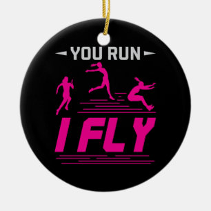 Long Jump Jumper Women You Run I Fly Ceramic Tree Decoration