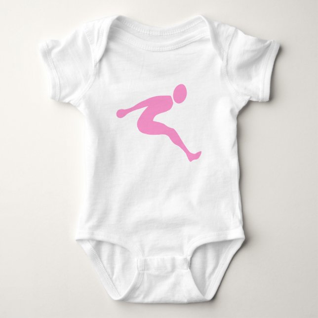Long Jump - Pink Baby Bodysuit (Front)