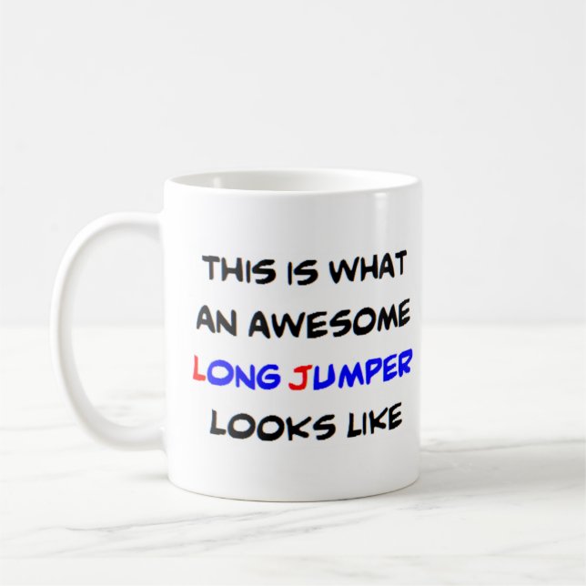 long jumper, awesome coffee mug (Left)