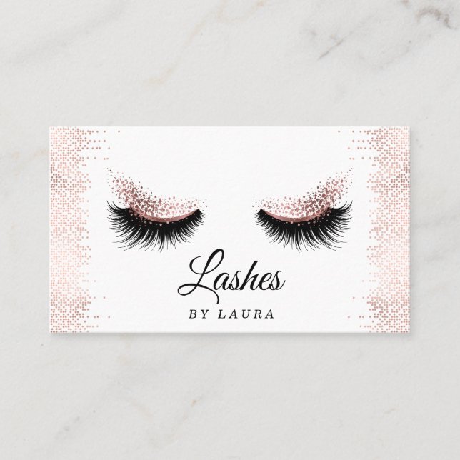 Long Lash Extension Makeup Artist Rose Gold Business Card (Front)