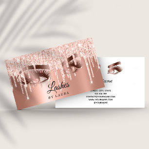 Long Lash Extension Makeup Artist Rose Gold Business Card
