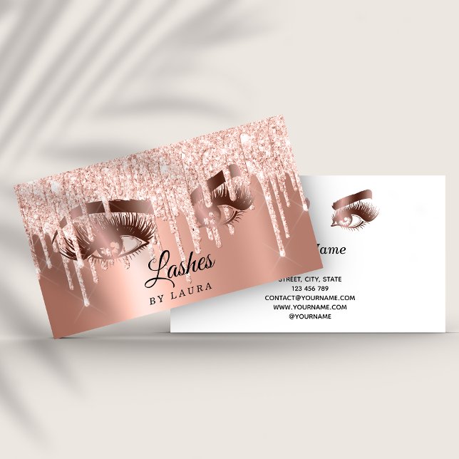 Long Lash Extension Makeup Artist Rose Gold Business Card (Creator Uploaded)