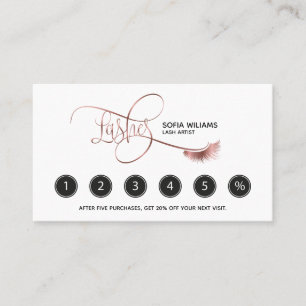 Long Lashes & Brows Makeup Artist Rose Gold Loyalty Card