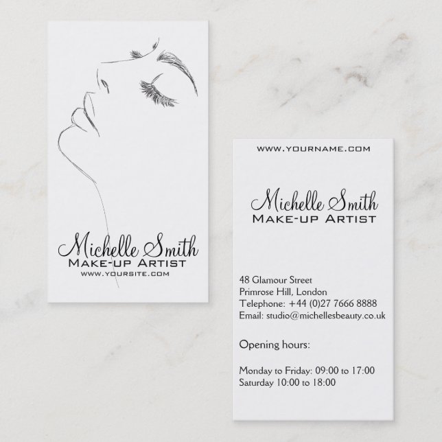 Long lashes eyeliner Lash Extensions Black Sketch Business Card (Front/Back)