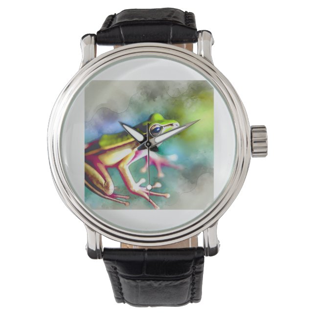Long legged frog 100924AREF149 - Watercolor Watch (Front)