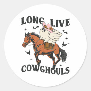 Long Live Cowghouls Cute Ghost Cowgirl Halloween W Classic Round Sticker