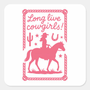 Long Live Cowgirls Pink Western Bachelorette Square Sticker
