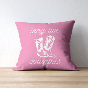 Long Live Cowgirls   Retro Pink Cowgirl Boots  Cushion