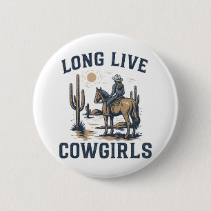 Long Live Cowgirls Retro Western Desert Horse 6 Cm Round Badge
