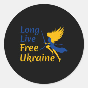 Long Live Free Ukraine With Angel  Classic Round Sticker