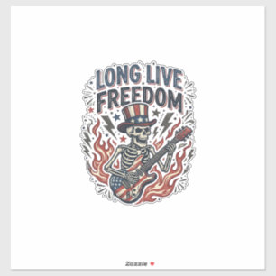 Long Live Freedom Patriotic Skeleton Rocker Shirt_