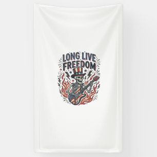 Long Live Freedom Patriotic Skeleton Rocker Shirt_ Banner