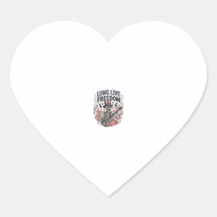 Long Live Freedom Patriotic Skeleton Rocker Shirt_ Heart Sticker