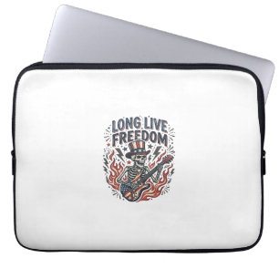 Long Live Freedom Patriotic Skeleton Rocker Shirt_ Laptop Sleeve